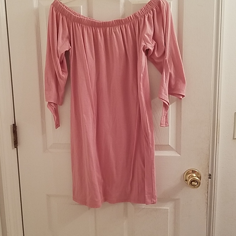 Off the shoulder pink dress